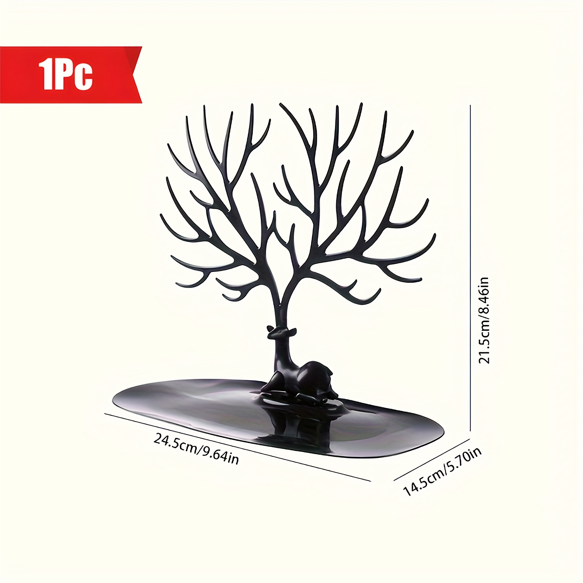 TEMU 1pc Vintage Deer Jewelry Tree Stand Organizer, Desk Display Holder For Necklaces, Earrings, Rings, Christmas Decoration Accessory Storage Rack