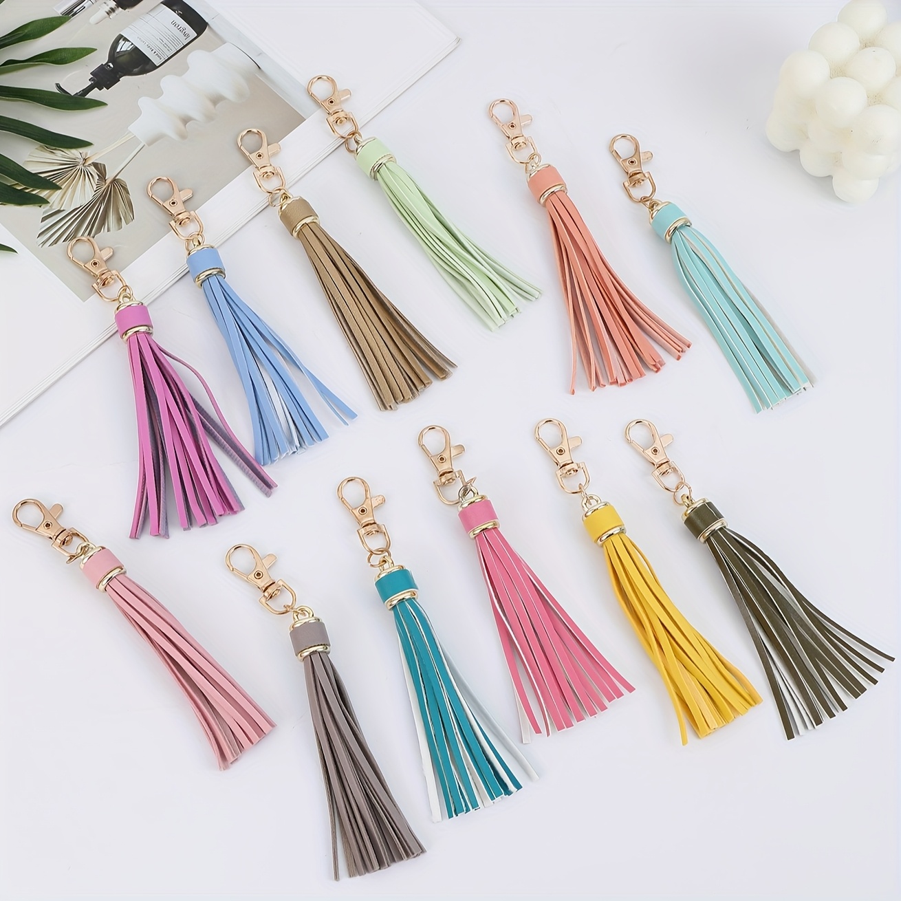 Image of 12 Tassel Keychains With Long Fringe, Bag Charms And Accessories, Suitable For Party Gifts And Holiday Supplies