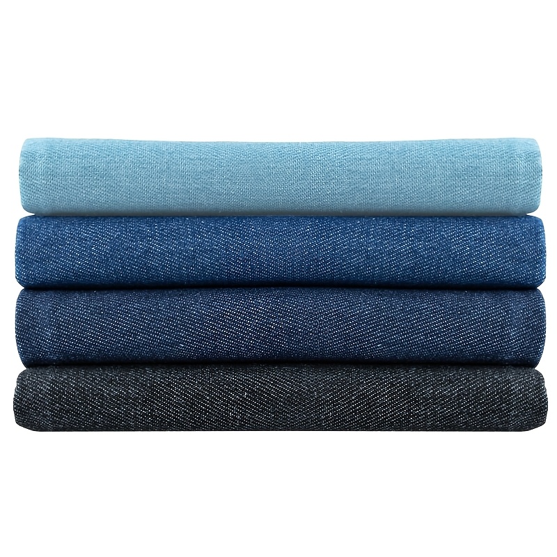 Image of 4pcs 50*50cm Denim Fabric Mixed Colors, Diy Craft Fabric, Suitable For Handicraft Making, Sewing Doll Fabric, Needlework Fabric, Bag Making Fabric