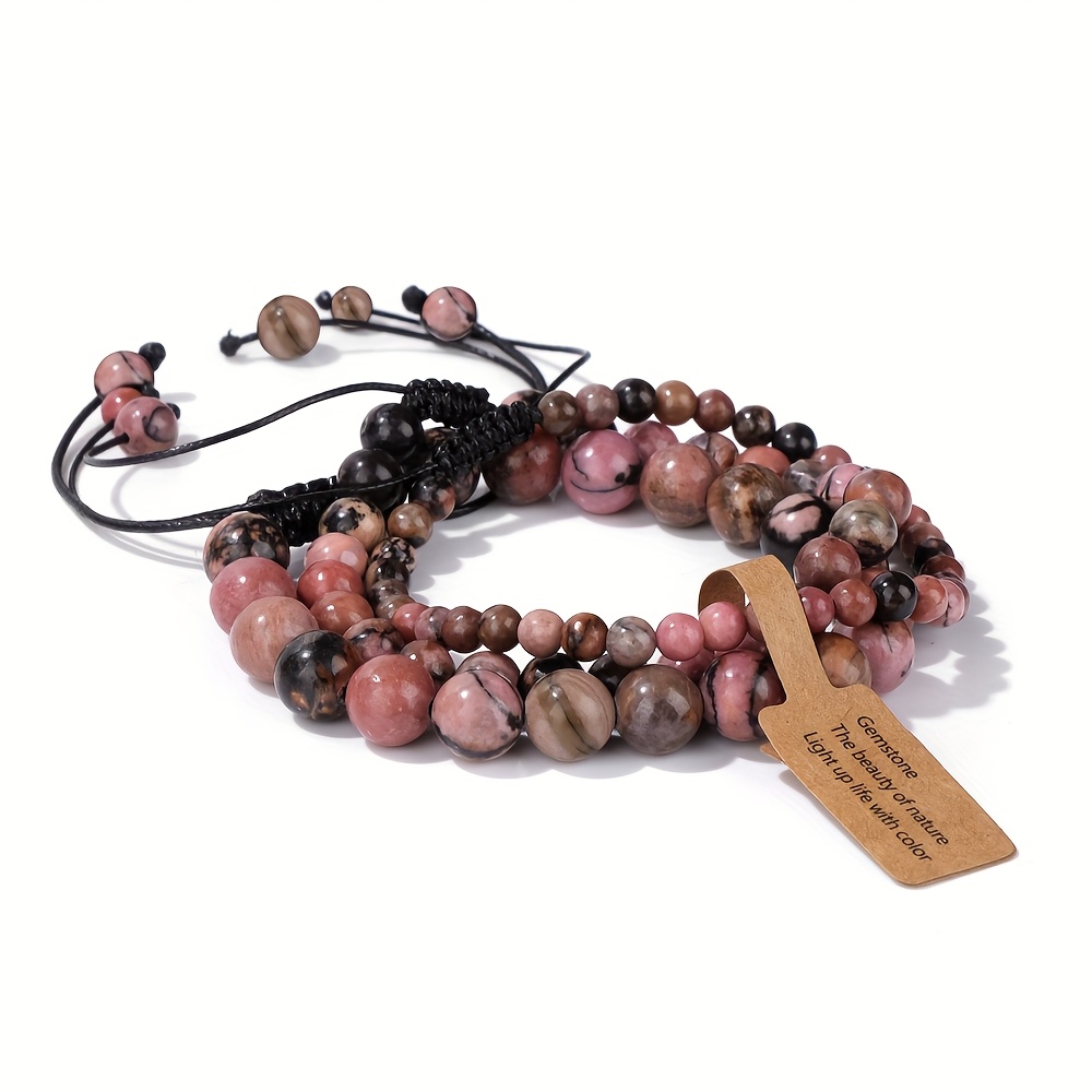 3pcs Natural Stone Beaded Bracelets for Women