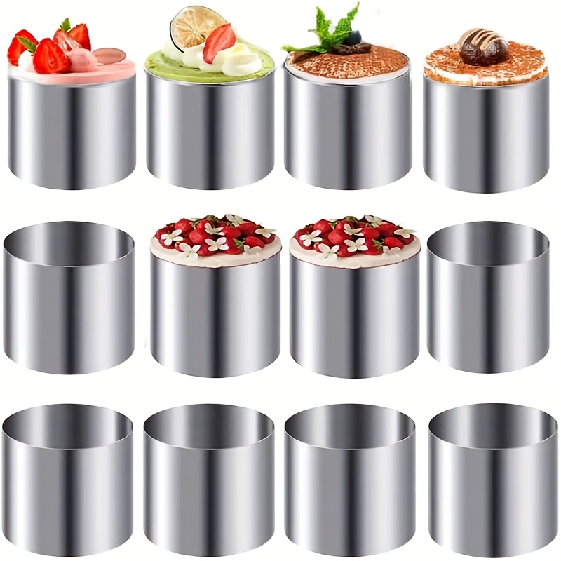 E-shop Runde Kuchenringe Form, 2-Zoll Mini Kuchen & Gebäck Ring, Edelstahl Mousse Dessert Ringe Set Kuchen Keks Biscuit Muffin Backformen