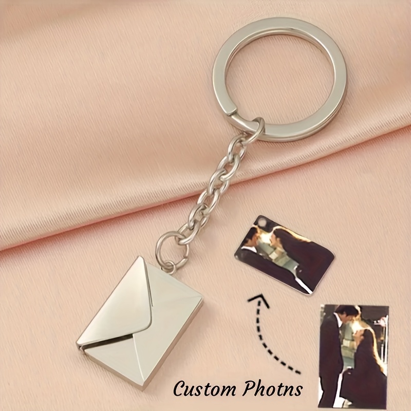 E-shop Ein personalisierter Foto-Schlüsselanhänger, abnehmbarer Briefumschlag-Schlüsselring, personalisiertes Geschenk für Mama, Familie, Freunde,