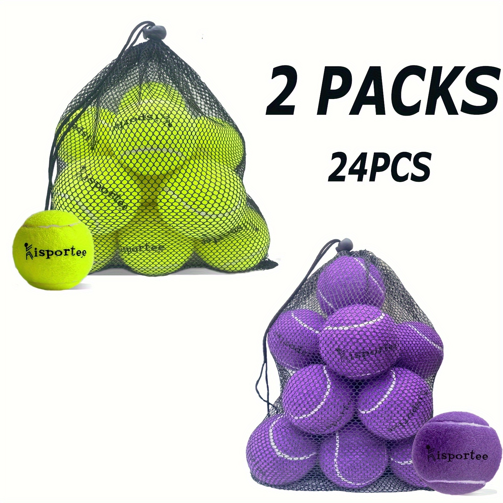 

24pcs Tennis Balls, Tennis Practice Balls, With Mesh Bag, For Beginner Training