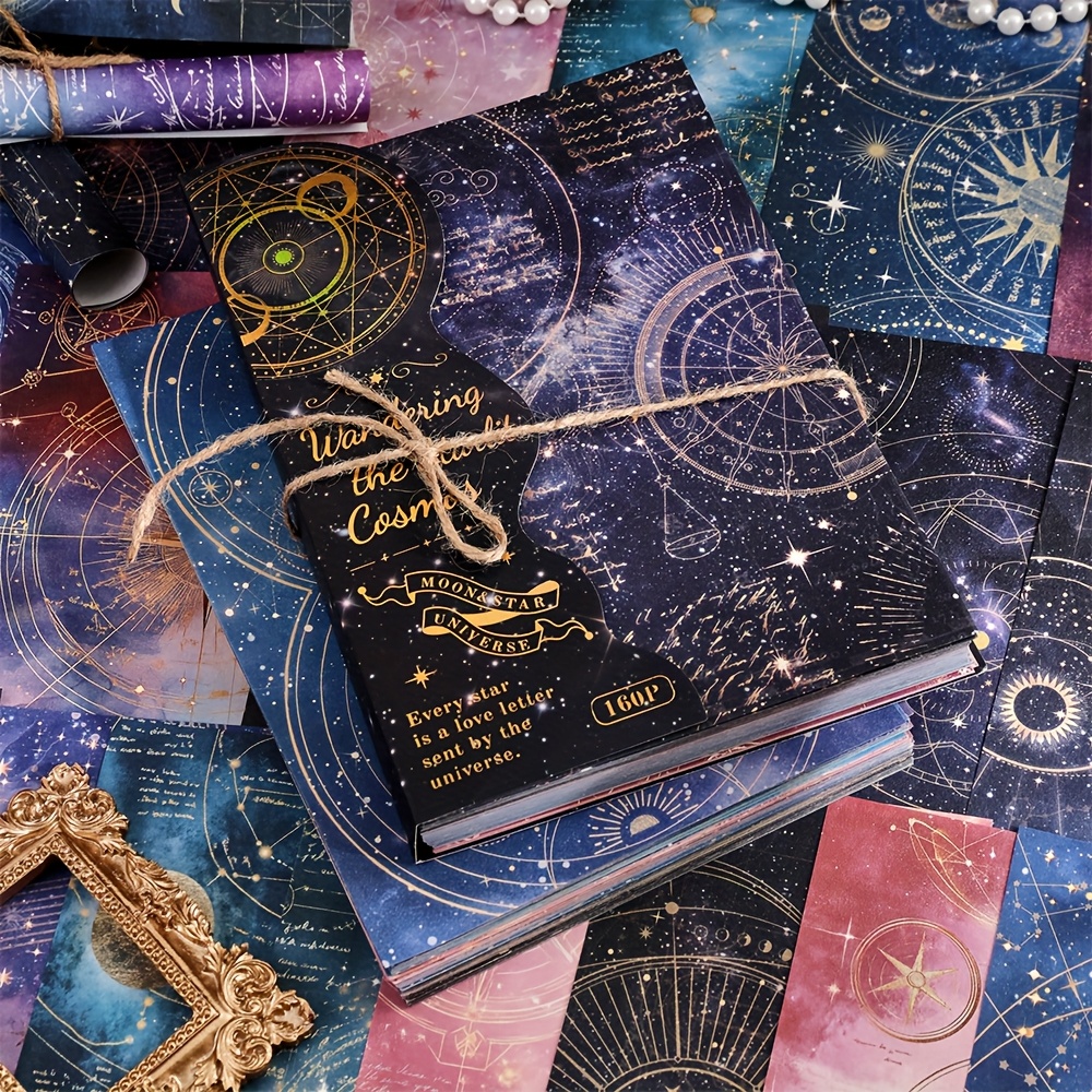 TEMU 160 Sheets Of Vintage Starry Sky Paper - Large Non- Decorative Pages Featuring 160 - Ideal For Junk Journals, Crafts, And Planner Decoration