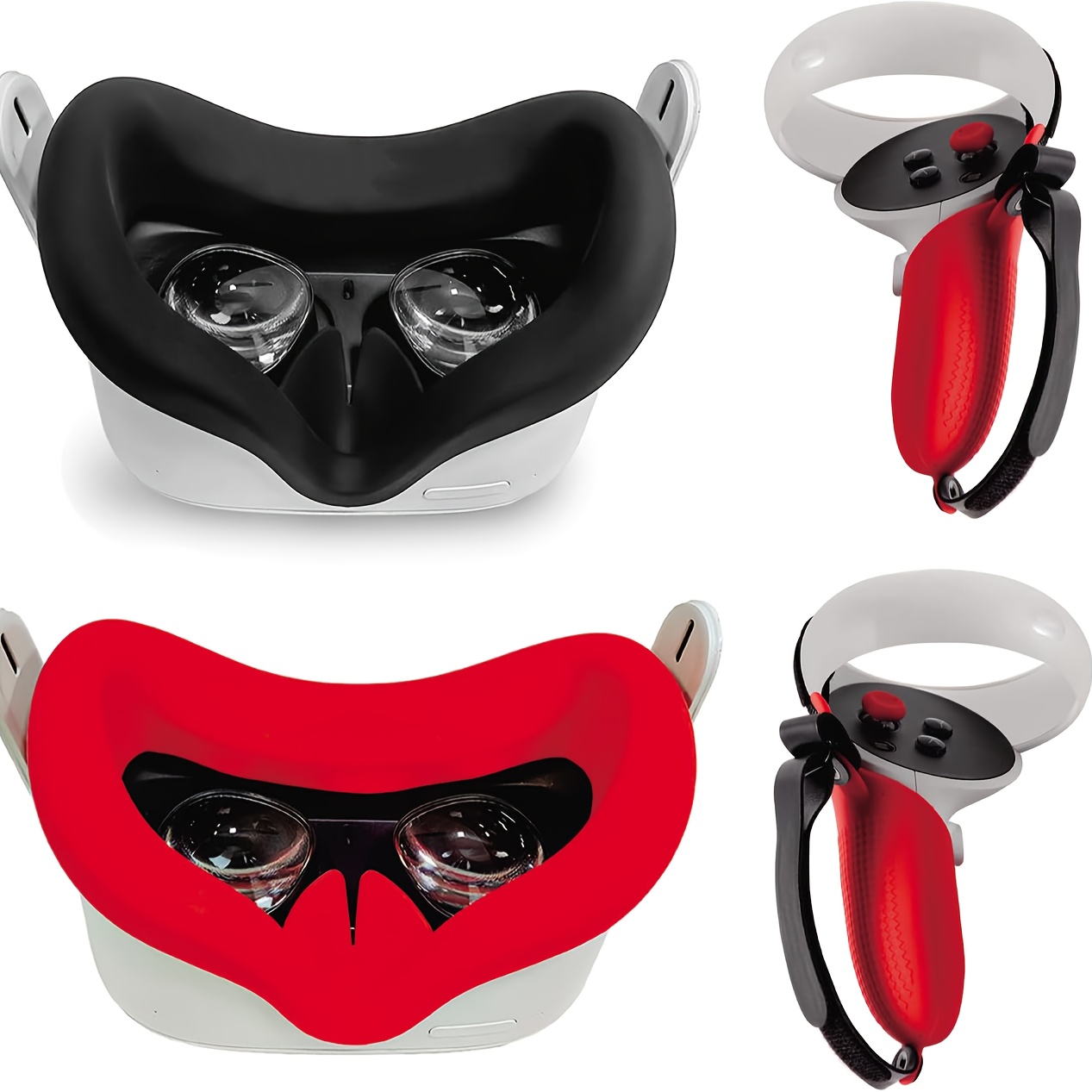 TEMU Vr Controller Grip Cover Accessories For 2, 2pcs Vr Silicone Face Pad, 1 Pair Vr Grips Cover And Thumbstick Covers