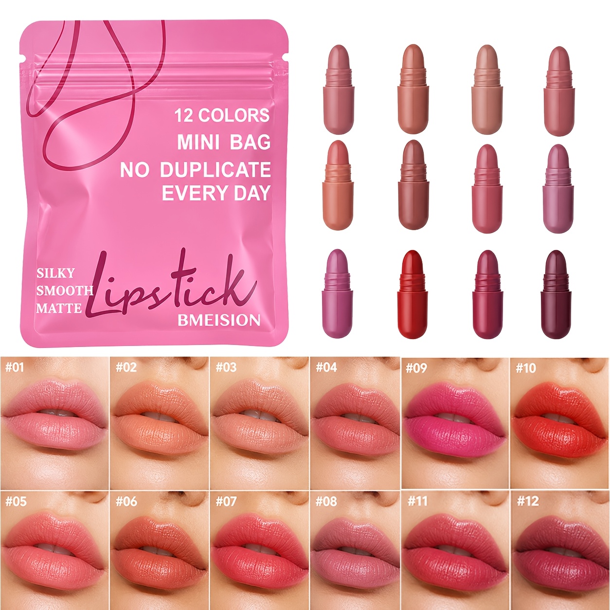 12pcs matte natural lipstick set capsule lip gloss rich soft and smooth pink red and brown lip shades lovely   to apply long lasting perfect gift for makeup festivals   lipstick set