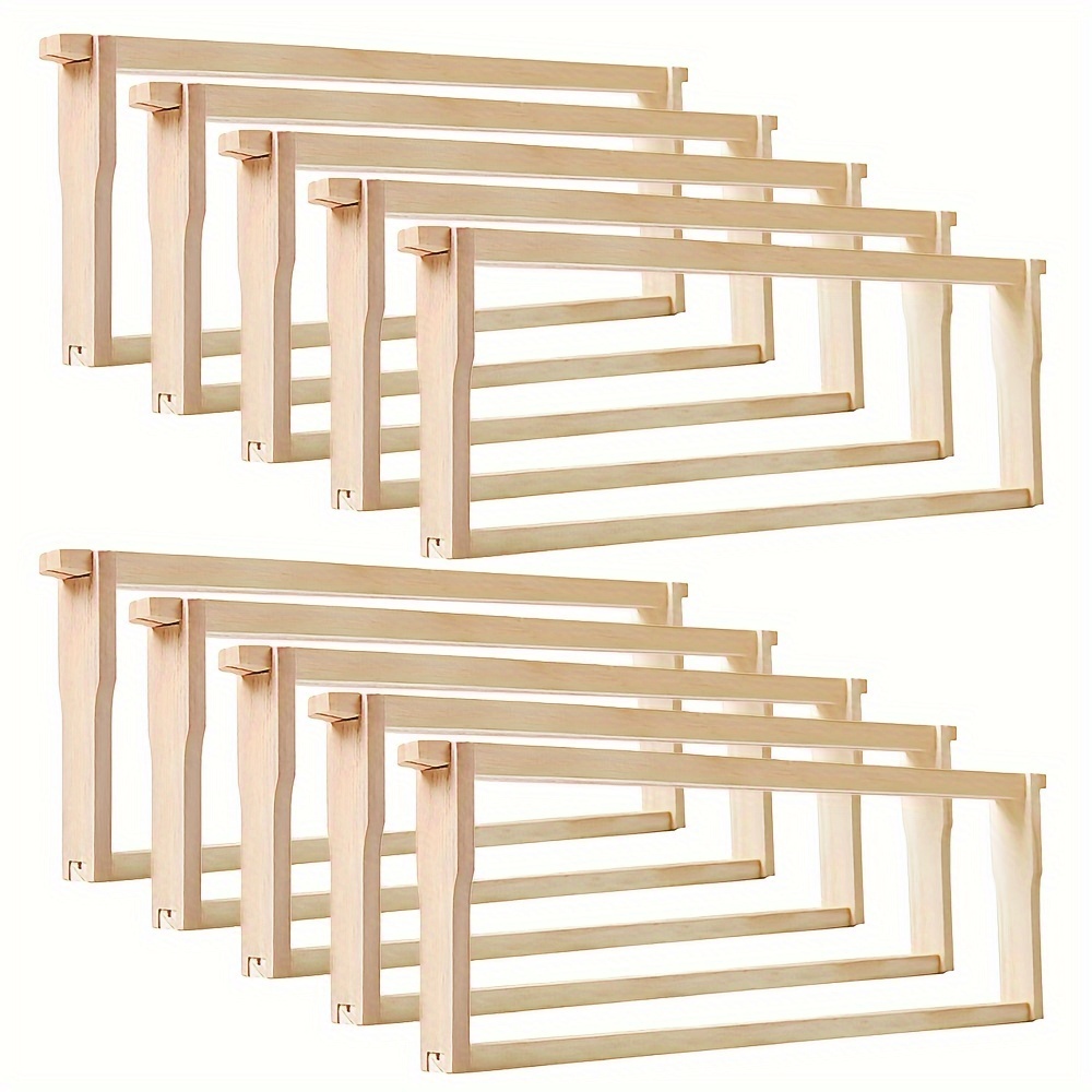 

10-pack Pine Wood Beehive Frames For Langstroth Beehives - Unassembled Natural Beekeeping Equipment Without Electricity Or Batteries