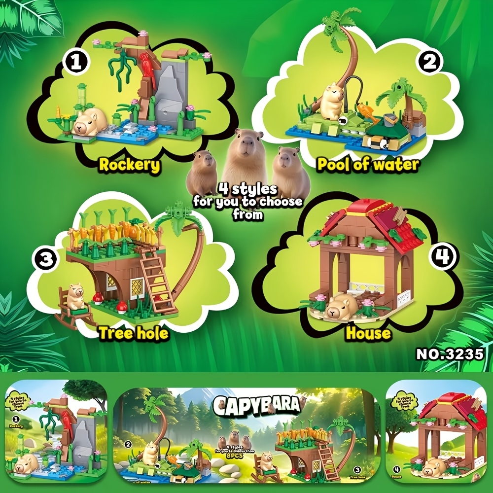 Image of Adorable Capybara Accessory Building Blocks, Fun Animal Scene Model, Desktop Ornament, Creative Gift, Suitable As A Holiday Gift For Boys And Girls