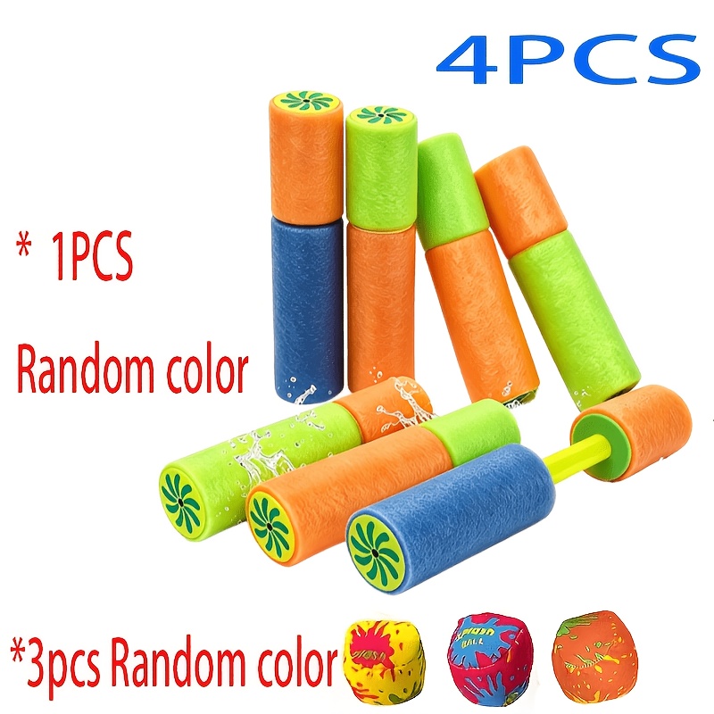 Image of 4pcs Water Spray Toys | Random Colors | Retractable Foam Water Gun Barrels | Long-range Outdoor Water Fun For Pools, , Gardens, And Lawns | Fun-packed Water Gun Gift For Kids | Pool Toys