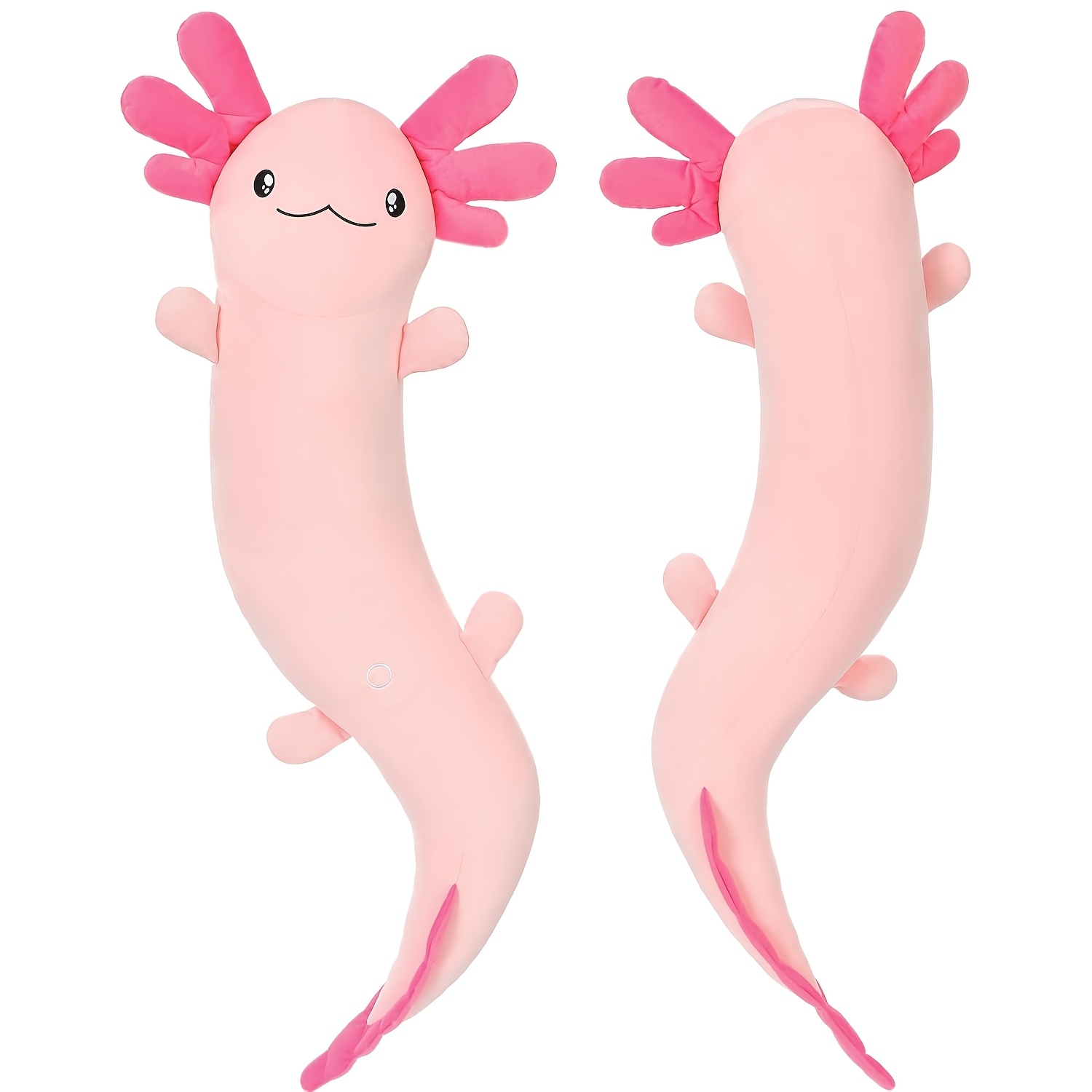 Image of Morismos Enormous Axolotl Plush Body Pillow For Girls, Hot Pink Axolotl Stuffed Animal For Kids, Large Salamander Plush Glow In The Dark, Holiday Birthday Christmas Valentine's Gifts