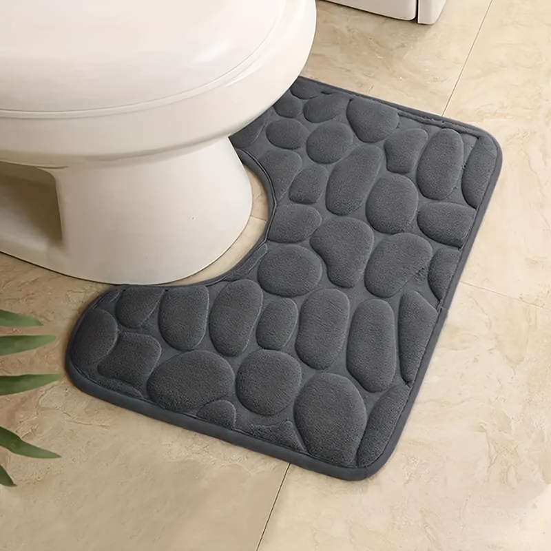 1pc U-shaped Coral Fleece Bath Mat, Soft And Non-slip, Suitable For Bathroom