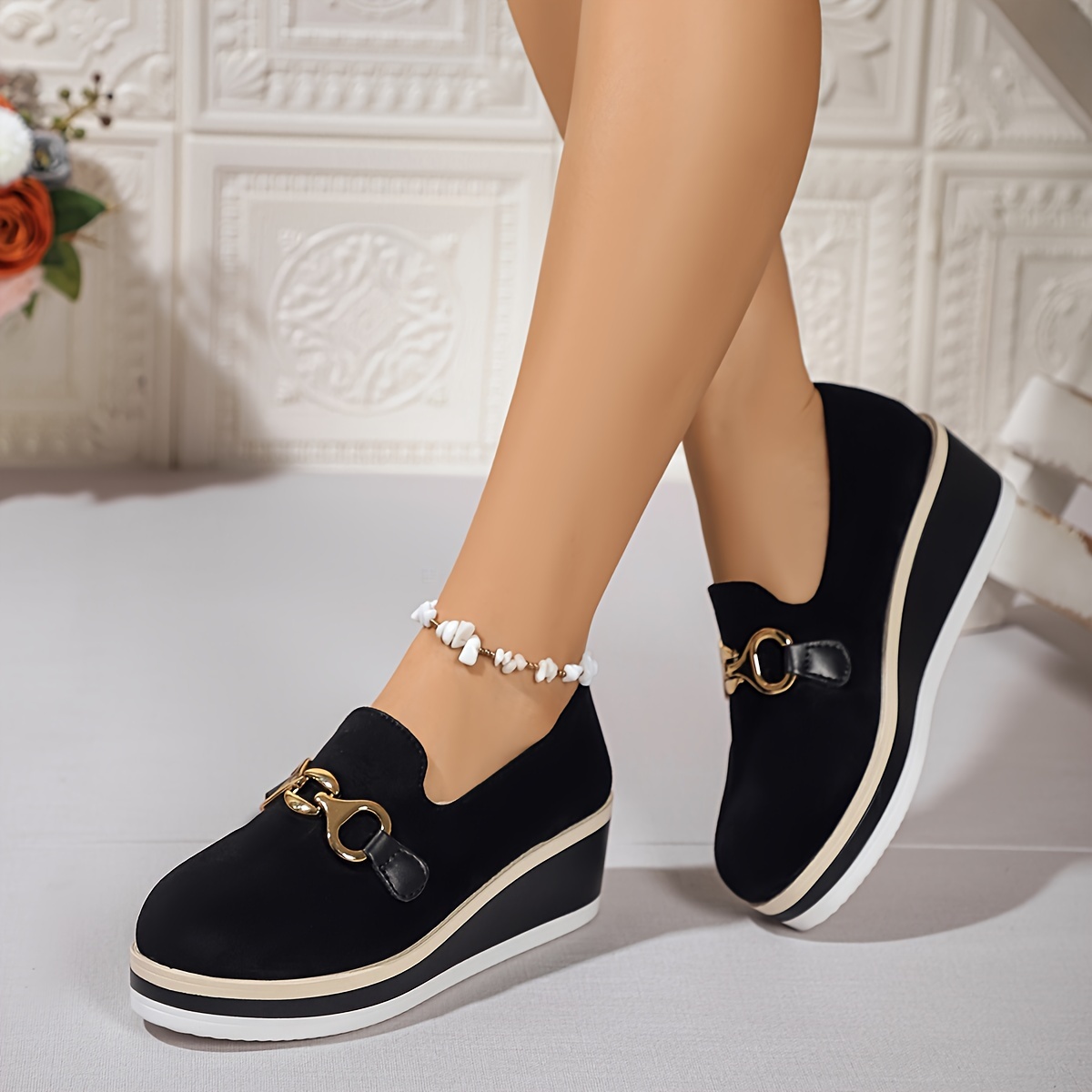 

Women' Solid Color Wedge Heel Shoes Comfortable And Shoes