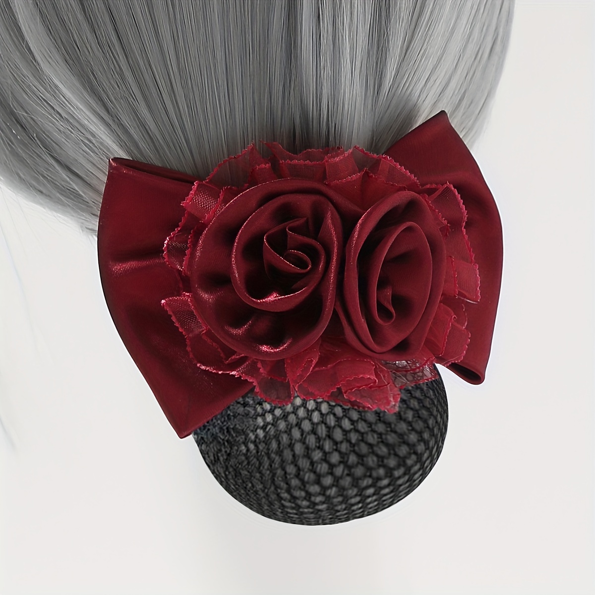 

Elegant Fabric Flower Barrette With Knot - Minimalist Solid Color Accessory For Women, Nurse, Flight - Professional Hair Bun Cover With For 14+, Single Pack