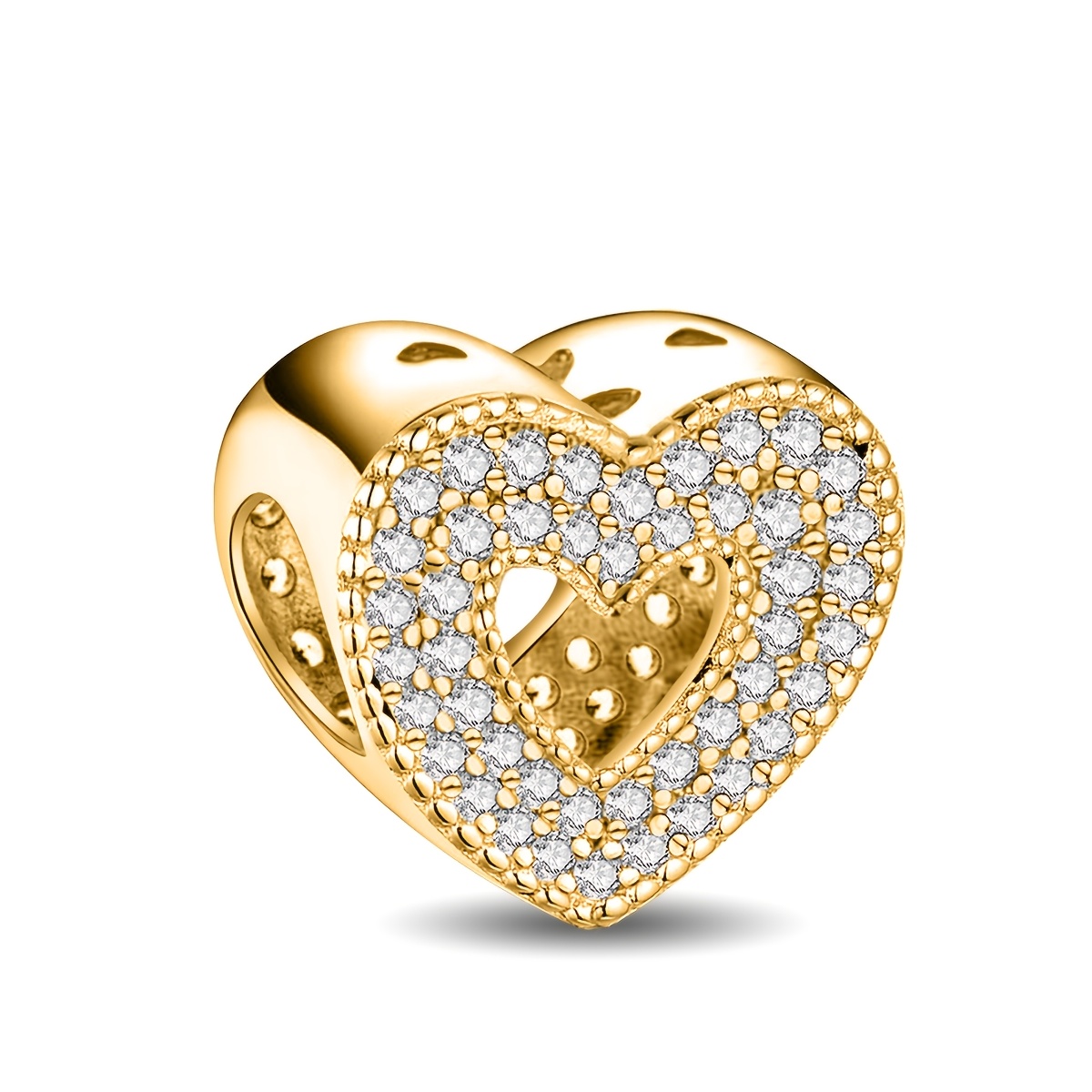 Women's 925 Silver Plated Double-Row Heart Beaded Pendant