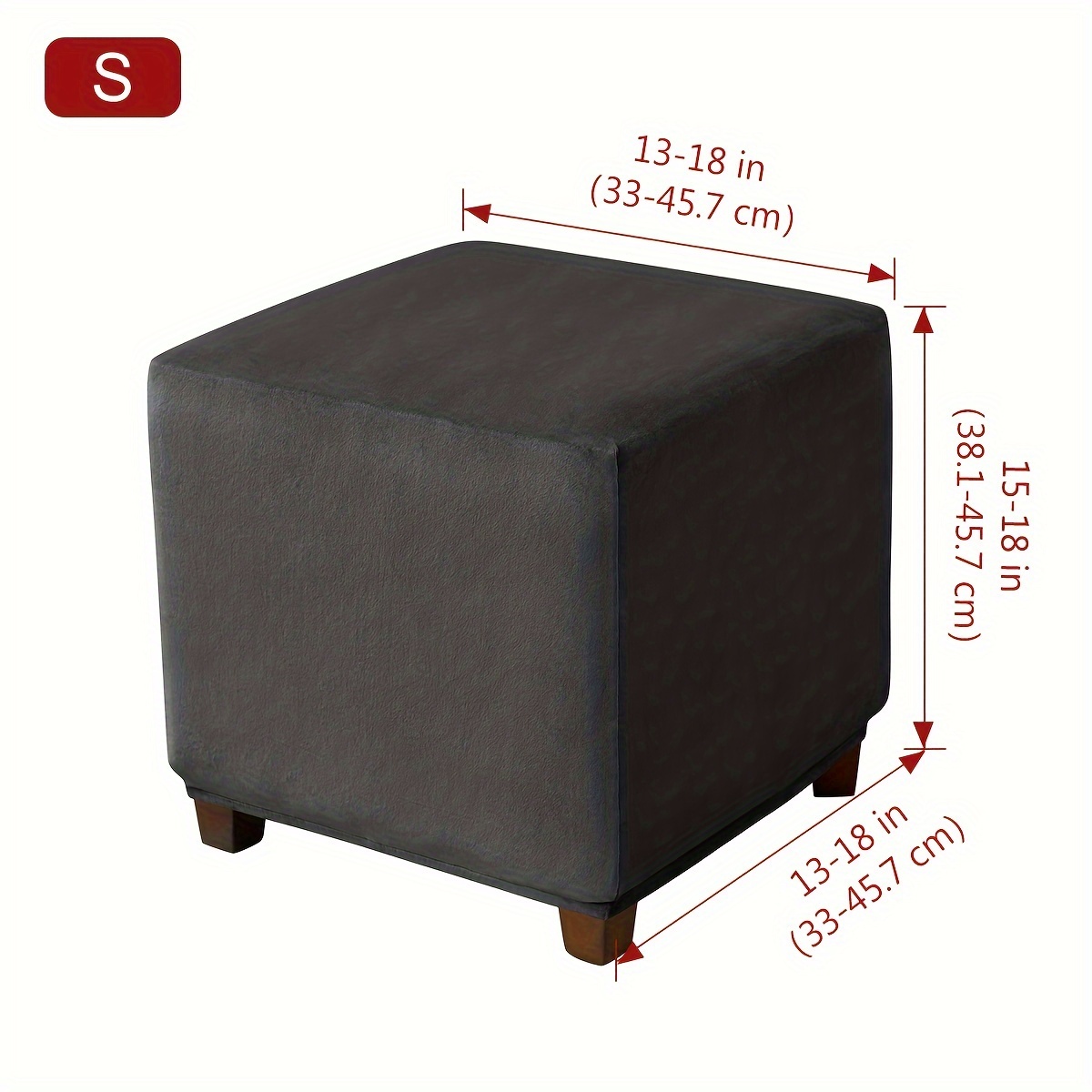 1pc Super Soft Silvery Fox Plush Footrest Cover Square Size S Full Elastic Chair Cover