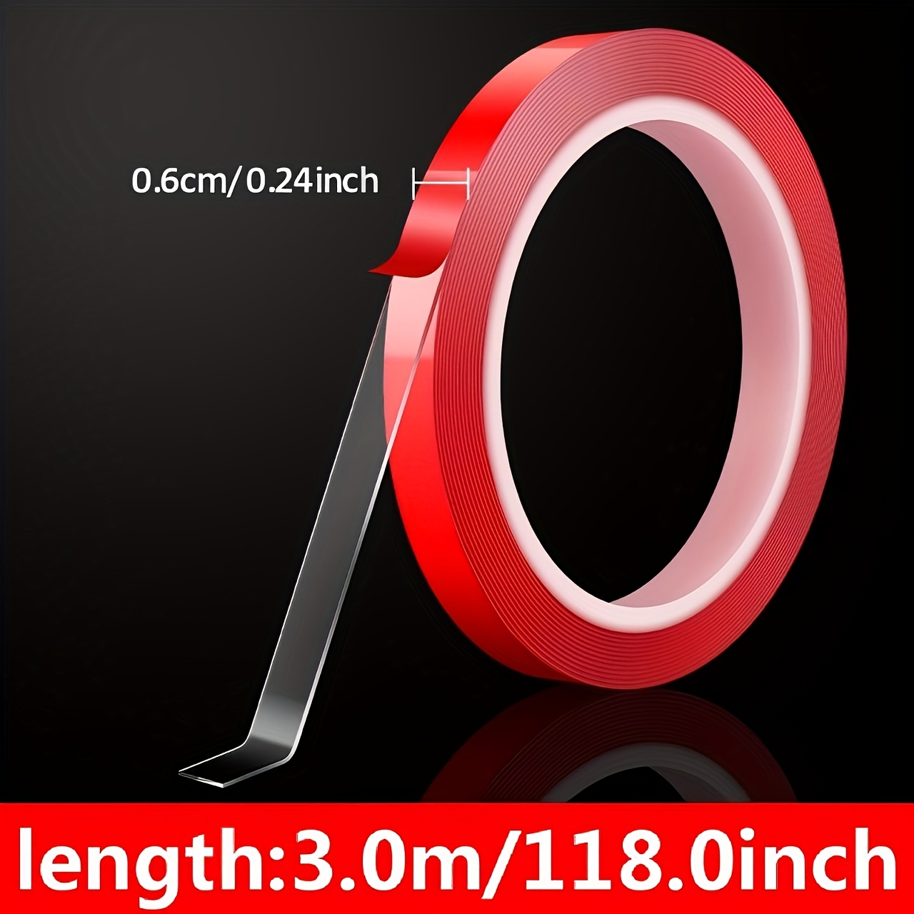TEMU 10 Rolls Nano Double-sided Tape For Led Strips - Super Strong Adhesive, No Residue, For Indoor Outdoor Use, Christmas Halloween Holiday Decor,