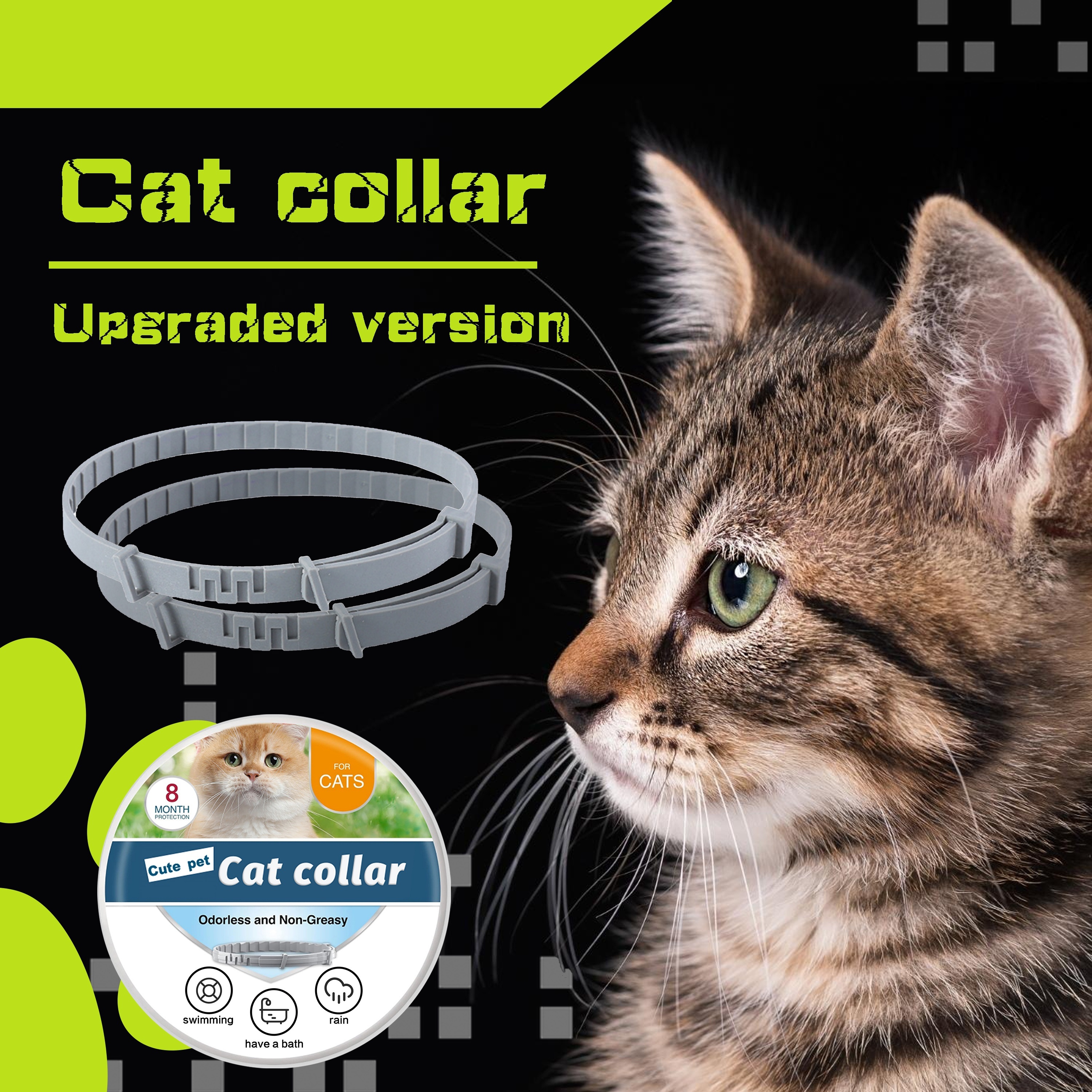 

[veterinary Recommendation] The Highest Sales Of Cat Special Waterproof Collar, Built-in Plant Formula, Circumference 39cm, Adjustable Size, Long-term Protection For 8 Months.