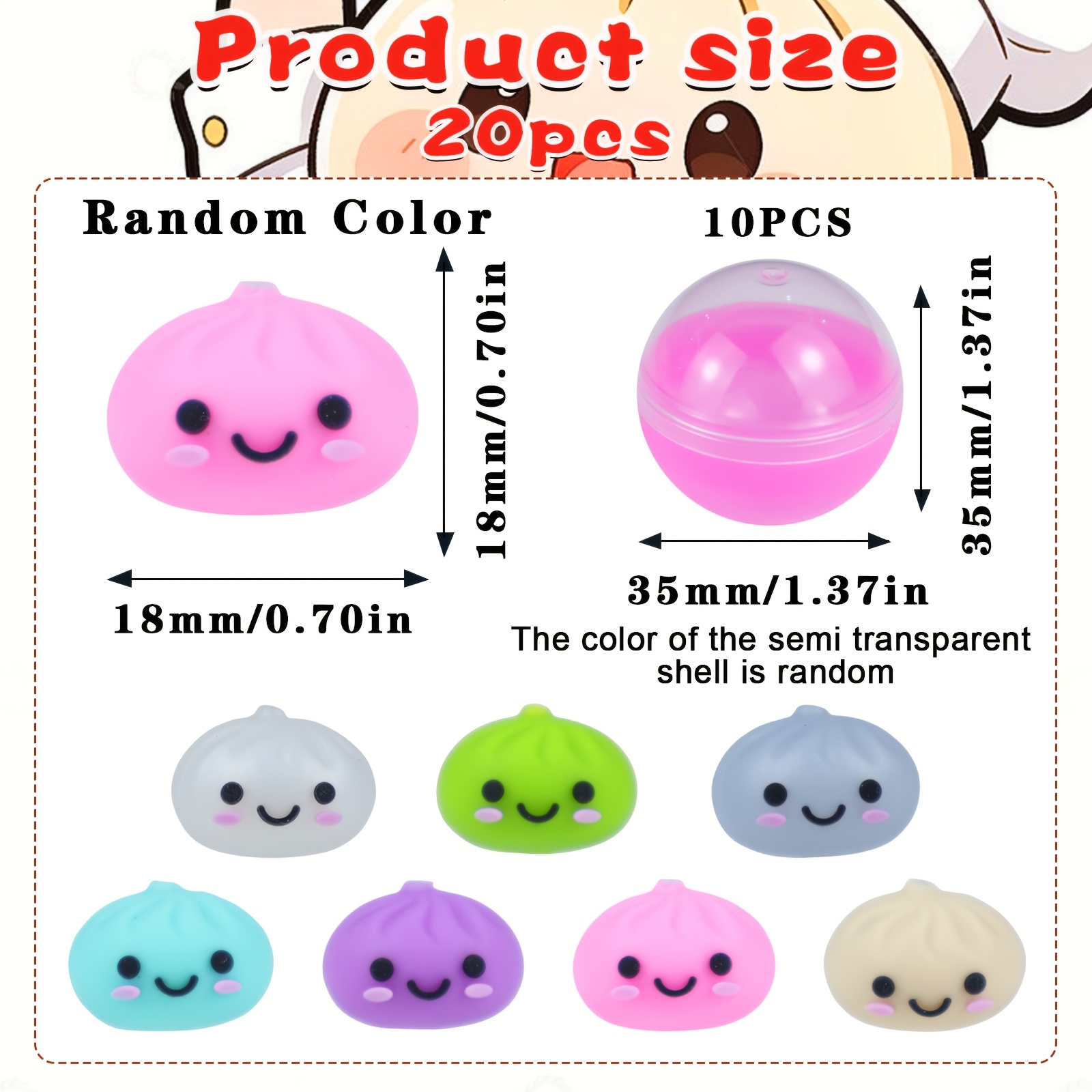 TEMU 20pcs 3d Baozi Silicone Bead Set, (color Random) Suitable For Various Creative Handmade And Gift Decorative Beads Such As Bead Pens, Silicone