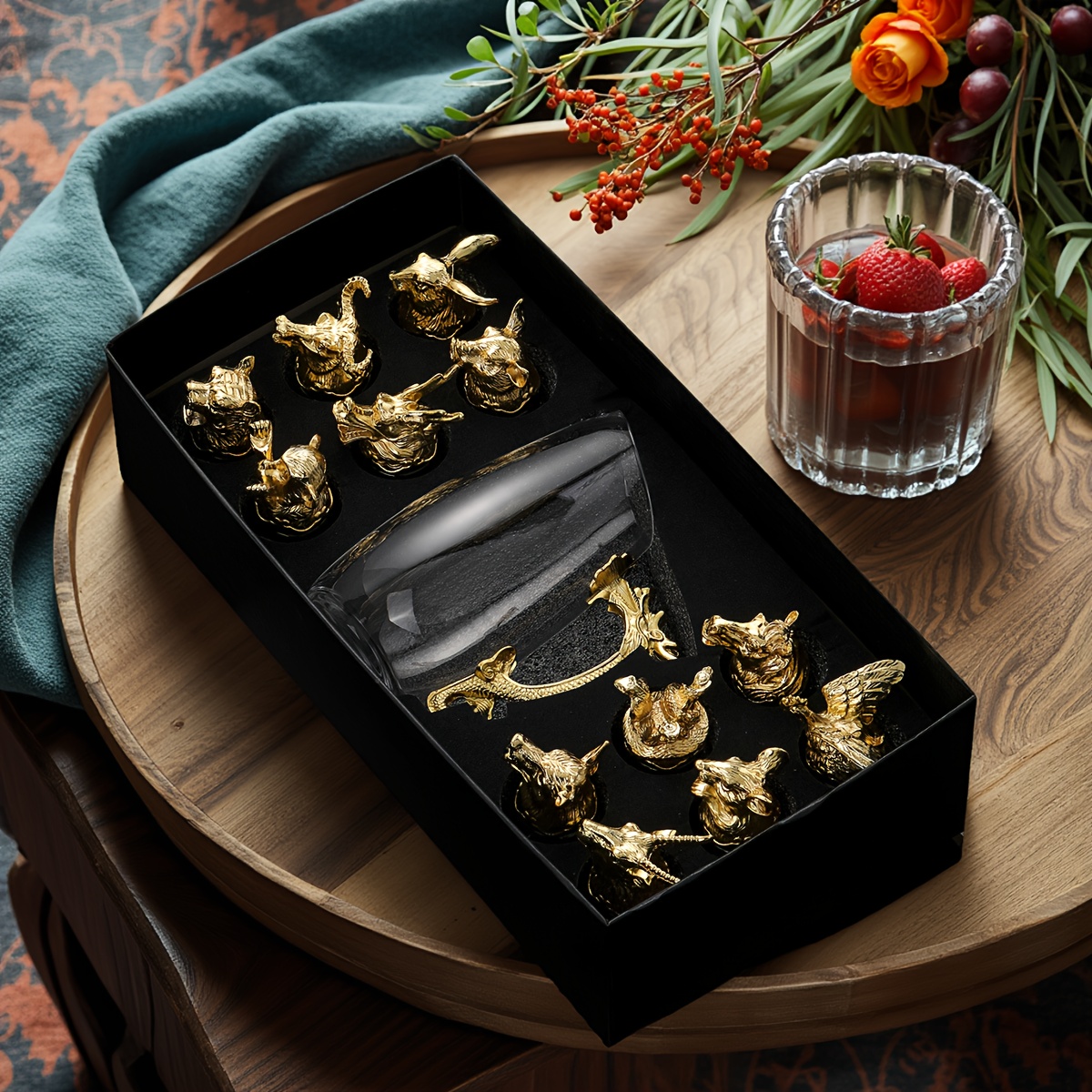13pcs european vintage golden chinese zodiac animal cup set - Temu