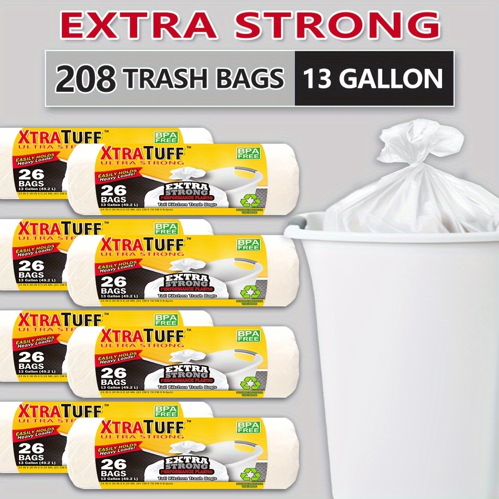 

208 Bags 13 Gallon -duty Plastic Multipurpose Disposable Bags-super , -resistant, And Odor-proof For , , , , And Use - And Sanitary Waste