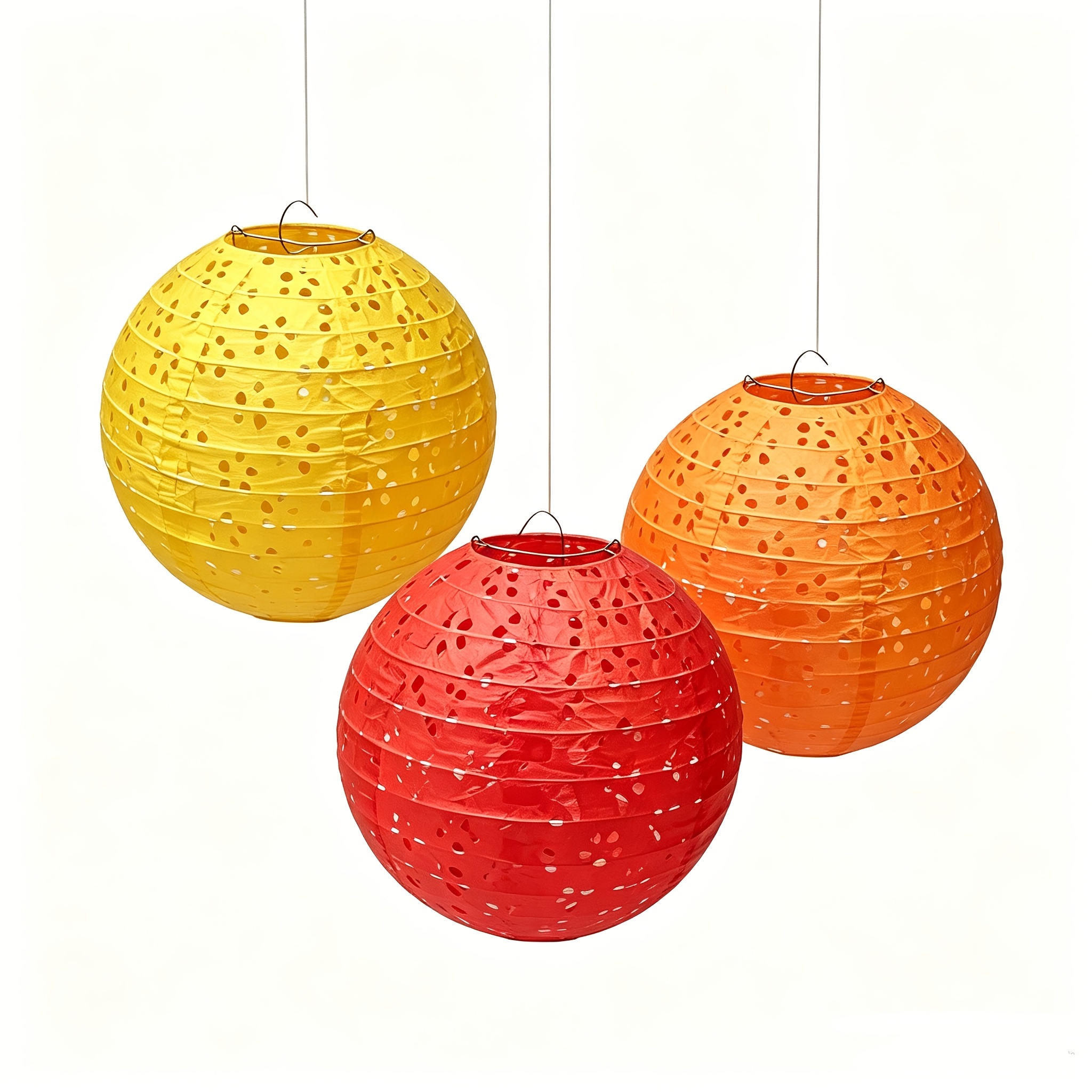 TEMU 3 lanternes en papier creux de 20 cm (8 pouces) de couleurs, lanternes suspendues, décoration de pour fête, anniversaire, mariage et vacances