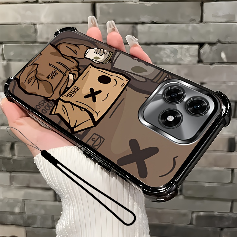 TEMU Phone Case - [2d Flat] 2pcs Set: Includes 1 Phone Case And 1 Strap, Phone Case, Suitable X5c, Unisex Lanyard Phone Case, Functional Phone Case