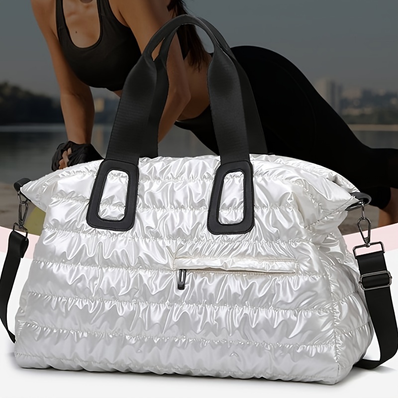 

Sac de sport grande pour femmes, sac fourre-tout étanche pour la natation et le yoga, tissu Oxford , fermeture à glissière, bordure d'huile, lavage à ou