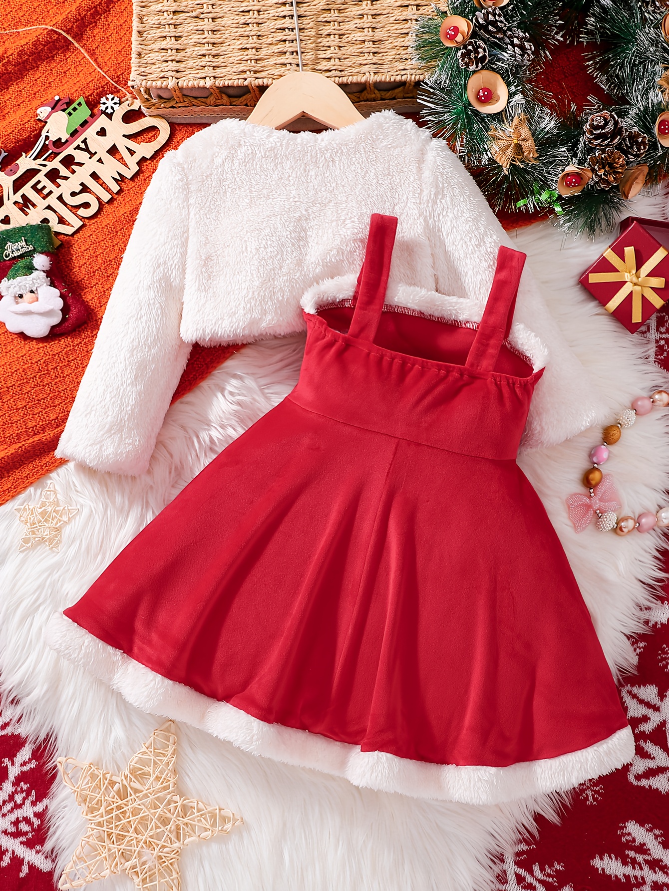 warm christmas dress autumn winter girls outfit christmas dress two piece set red