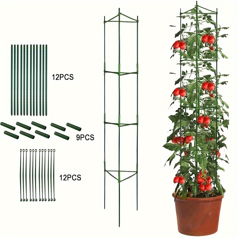 

24pcs/33pcs Deformable Tomato Cages - Multi-functional Plant Supports For Climbing Vegetables, Tomato, , And Garden Plants, 47.24/62.99inch Adjustable Height, Easy To And Reusable