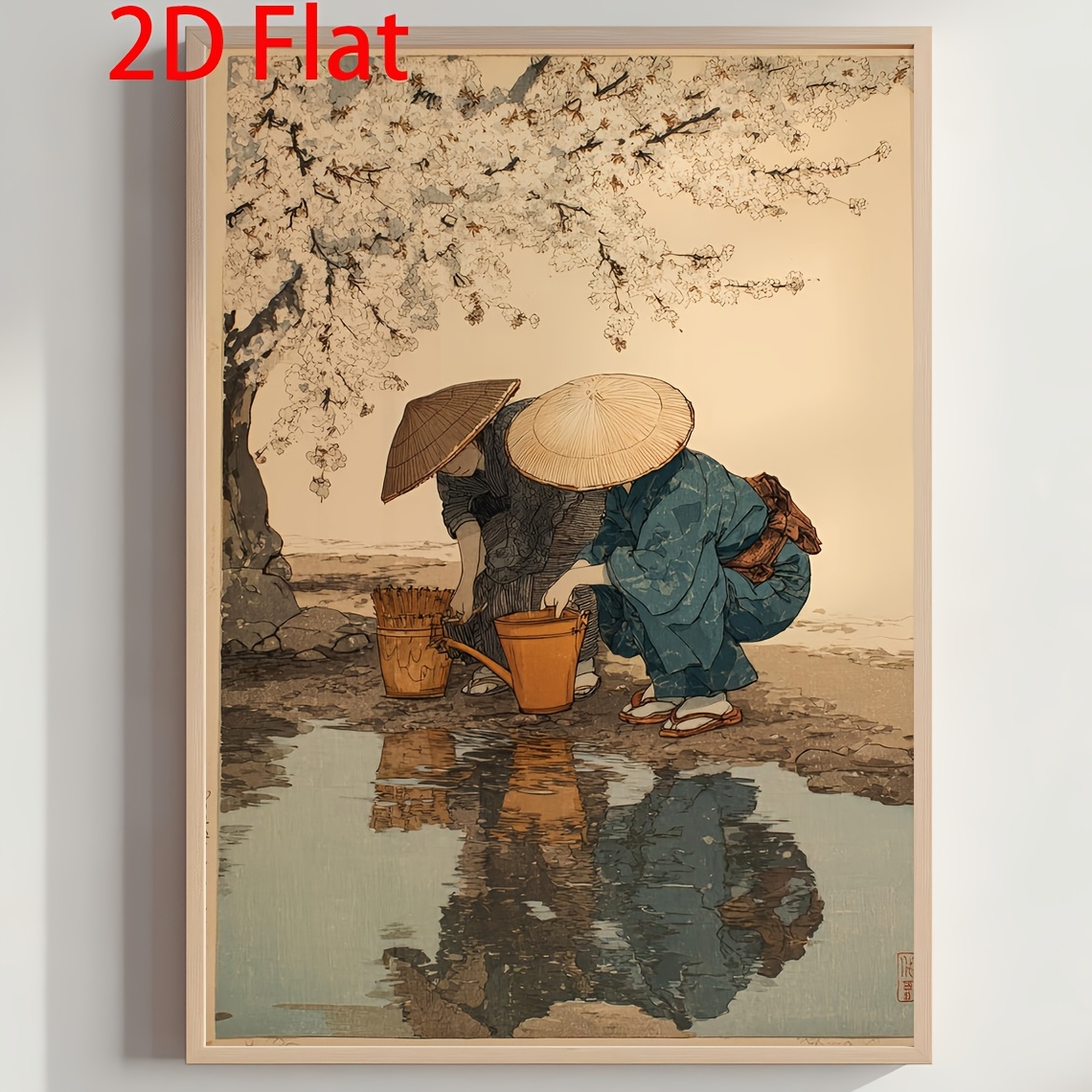 TEMU 2d Flat, 1pc Japanese Print Frameless Vertical Canvas Poster - Traditional - Zen Wall Art Suitable For Home Bedroom Office Decor, Wedding Gift,
