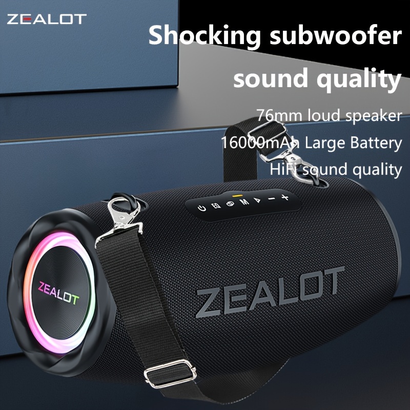 

Zealot S87 80w Powerful Outdoor Portable Subwoofer Wireless Speaker, Hifi , Rgb Light, Tws Dual Pairing, 16000mah Battery, Mobile Power Bank, Loud Stereo. Charging Cable, For Home, Car, , Camping.