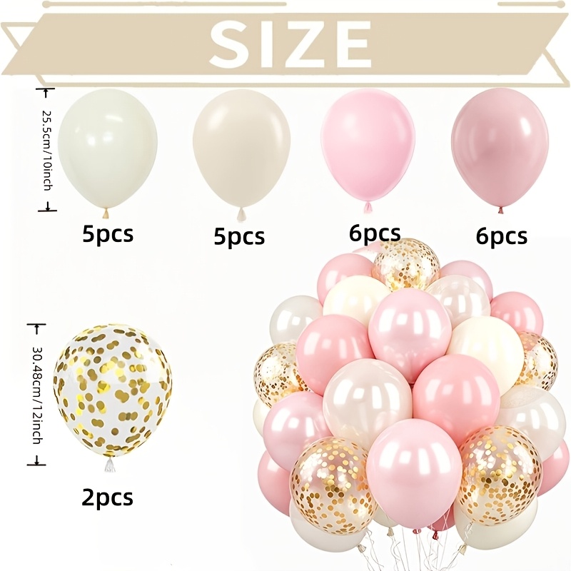 TEMU 24 Pink And White Confetti Balloons Suitable For Weddings And Anniversaries Bride, Birthday, Dance Party Bridal Shower Decorations, New Year's