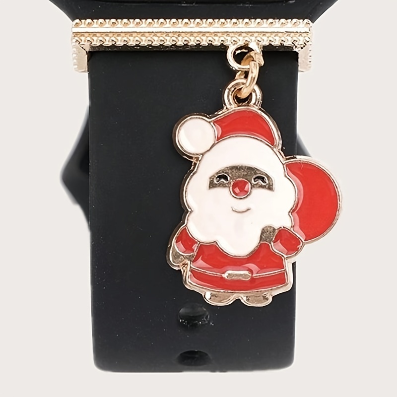 

1pc Metal Cute Santa Claus Watch Strap Charm Decorative Ring Compatible With Watch Band Series Accessories Best Christmas Gift For