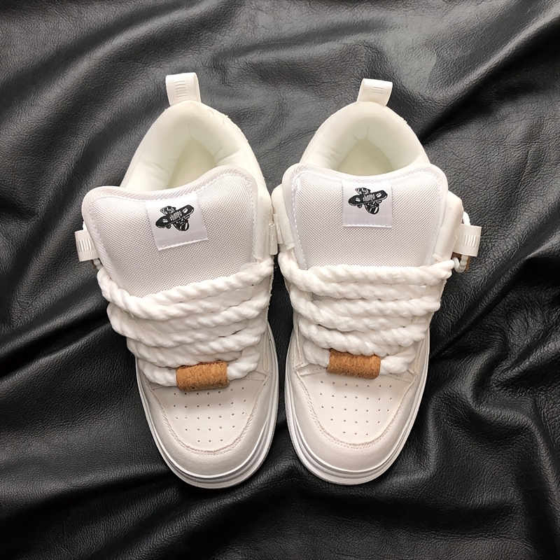 Image of Low-cut Board Shoes, White Thick Shoes, Tongue Surface Wrapped Shoes, Casual Shoes, Sports Skateboarding Shoes, Light Luxury Versatile, Couples, Niche, Retro, Outdoor, Street Fashion, Students