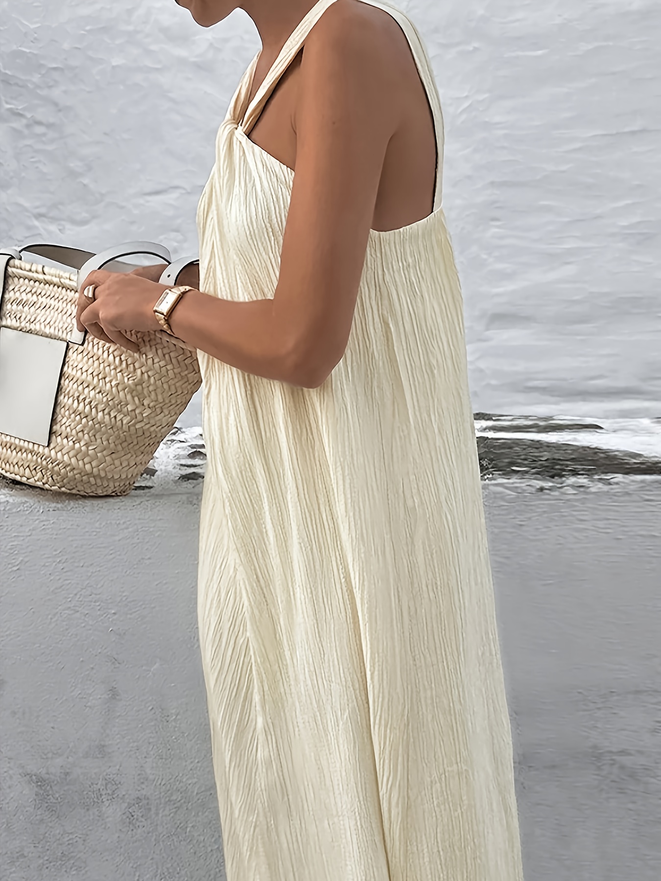 women's cream colored dress HATCH Collection The Soraya Getaway Maxi Dress in Island Pearl
