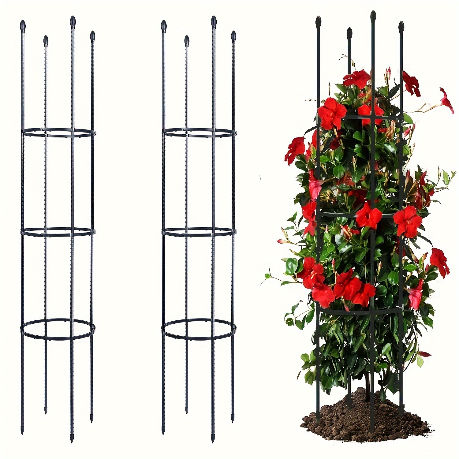 

Garden Trellis For Climbing Plants - High Plant Stand For Tomatoes, Vines, Vegetables, Flowers & Potted Plants, Durable Plastic Cucumber Trellis With Flower Stand - 1pc