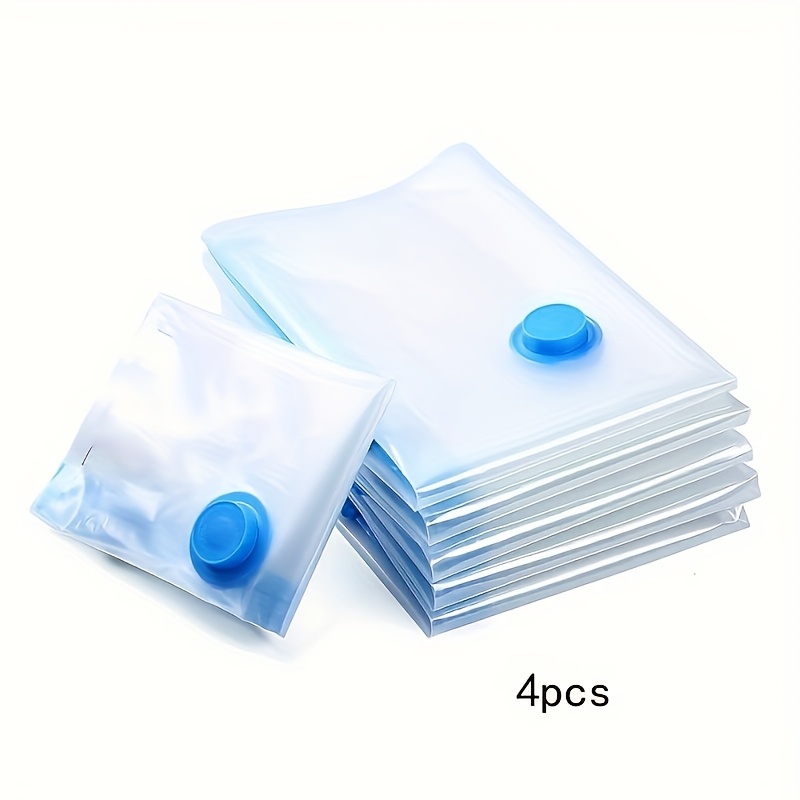 TEMU 6pcs Vacuum Storage Bags With 1 Hand Pump, / (4pcs) Vacuum Storage Bags Without Hand Pump, Portable Plastic Travel Bag Clothes Storage Bags For