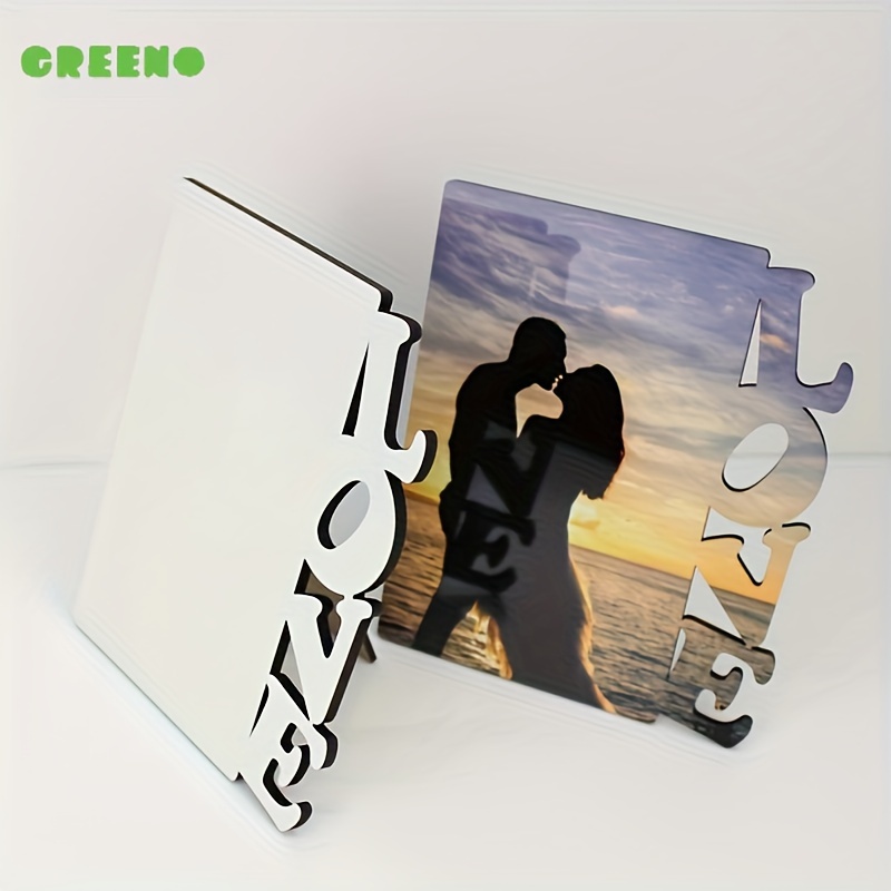 

Greeno Love-themed Puzzle Wooden Photo Frame Tags, Sublimation Ready, Wedding Studio Personalized Uv Printable Blank Display Desk Plaques - Major Material Other Wood