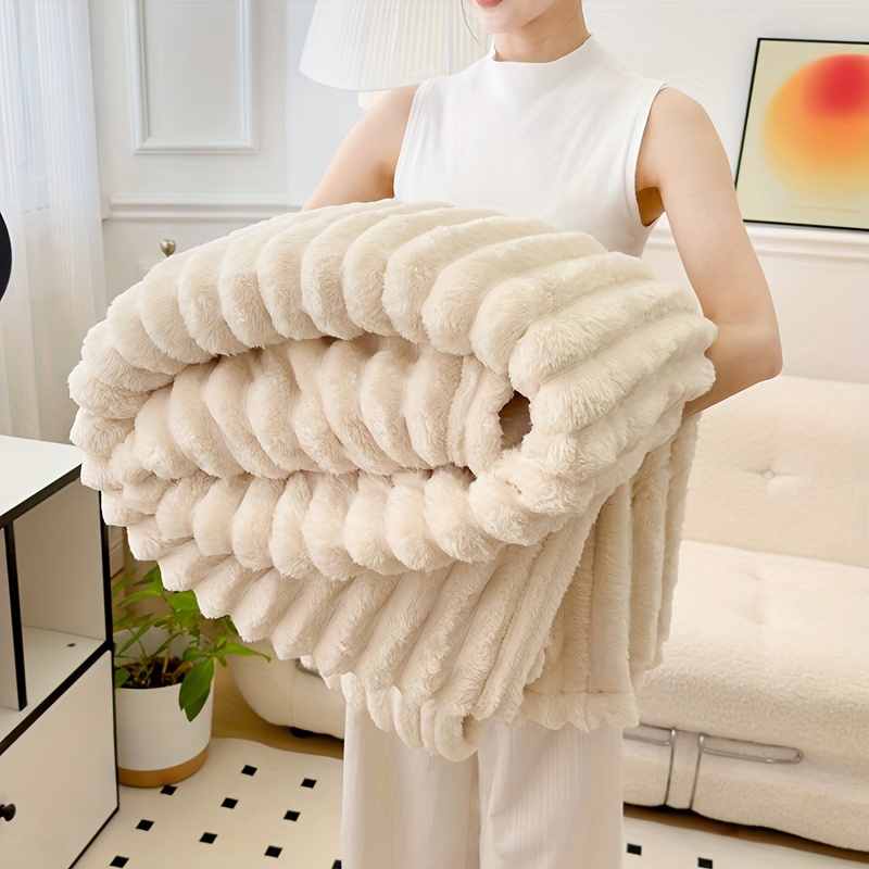 

Luxurious Faux Rabbit Fur Throw Blanket - Soft, For Couch, Bed, Office, And Travel - Gift, Christmas Present