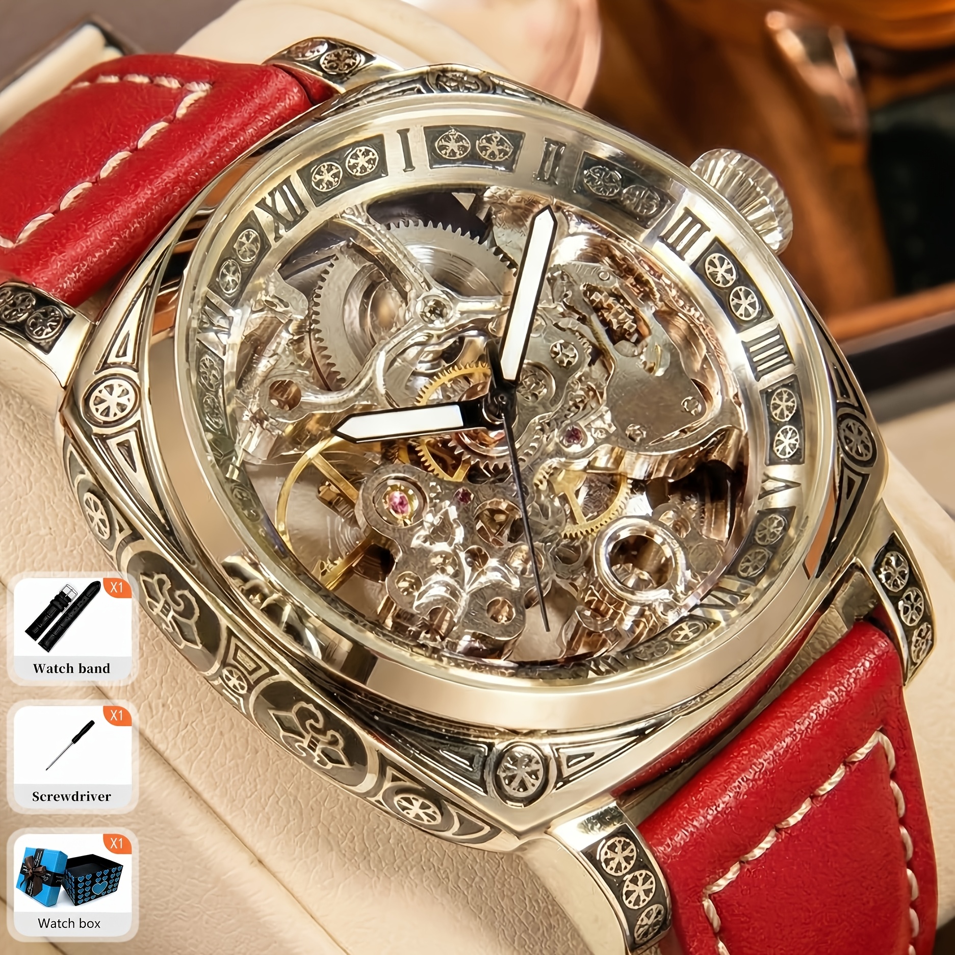Men's Casual Style Strap Full-Automatic Tourbillon Watch