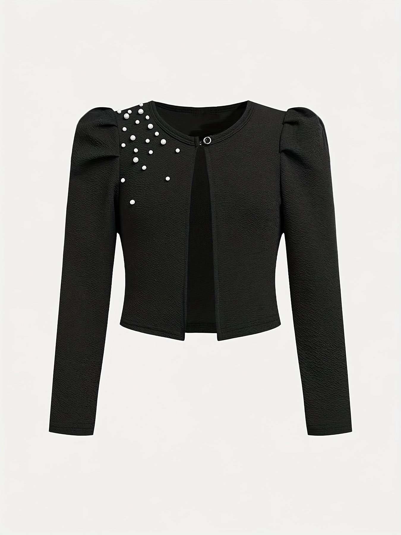 chaqueta elegante larga negra niñas detalles cuentas Temu Spain