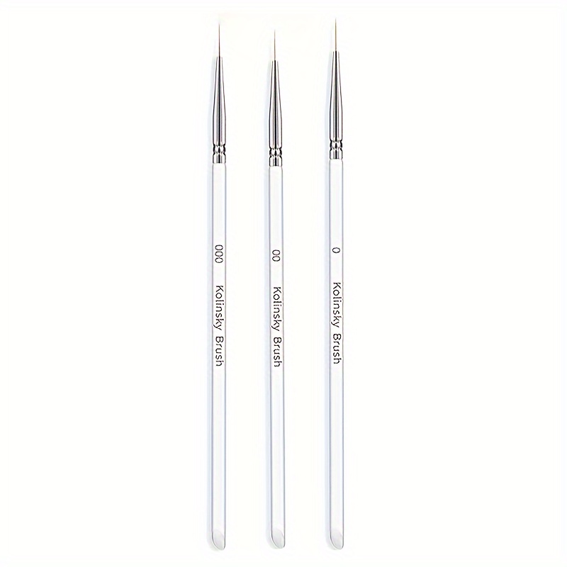 3 Pcs Fine Detail Nail Art Brush Set - Professional Precision Ultra-thin Liner Brushes For 3d Nail Art, , Detailing - Ergonomic Acrylic Handles For Diy Manicure, Unscented