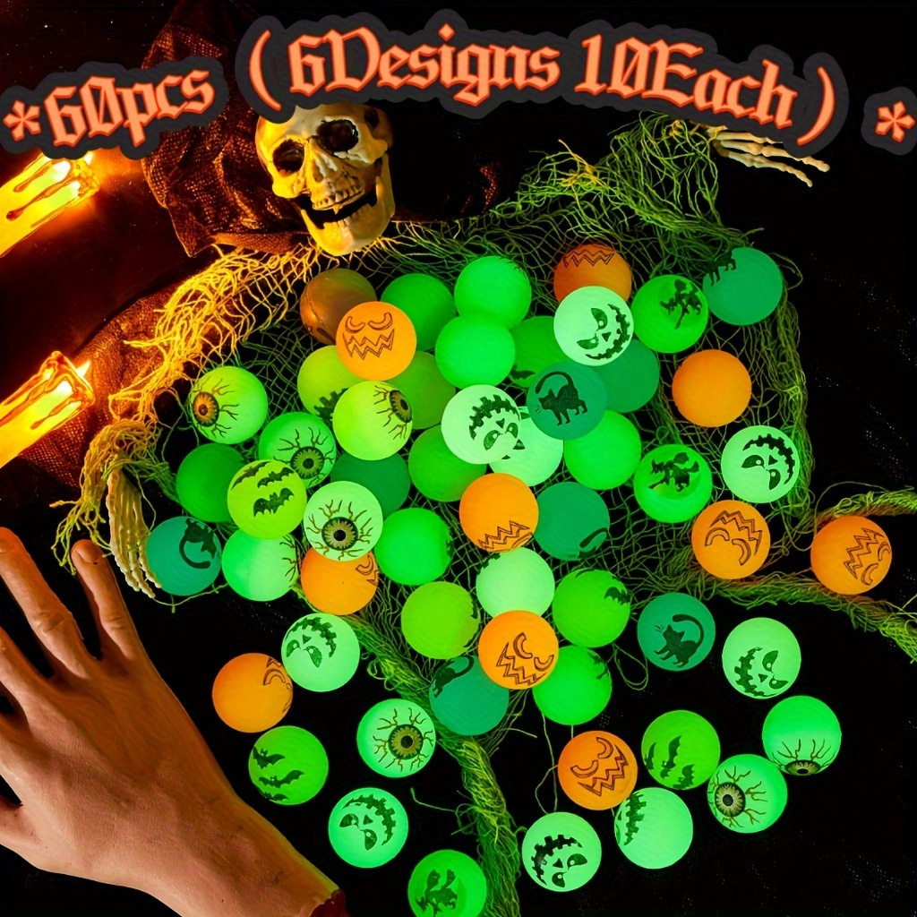 

60pcs Glow-in-the-dark Bouncing Balls - Novelty Party Favors & Decorations