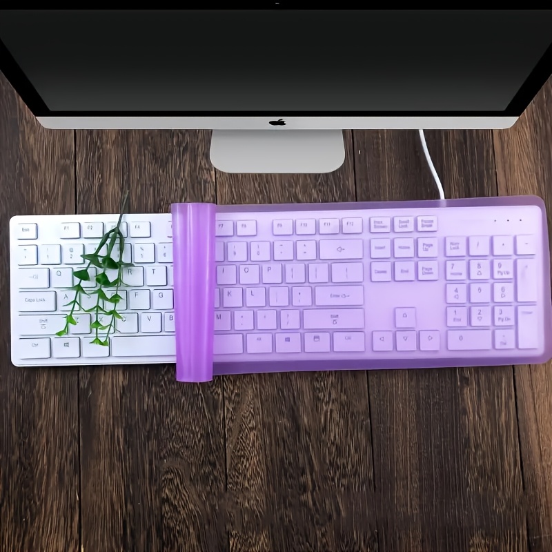 [2pcs Keyboard Protector] 2-Pack Silicone Keyboard Cover Protector, Waterproof and Dustproof, 445x140mm Transparent Film for Desktop Keyboards