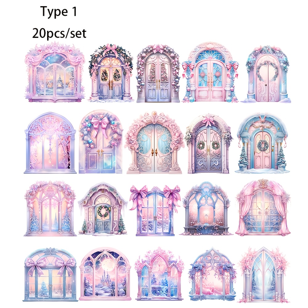 Image of 1 Pack Vintage Fantasy Door And Window Stickers Fantasy Door And Window Handmade Sticker Decoration Cutting Book Diary Photo Stationery Stickers School Handmade Material Stickers Decoration