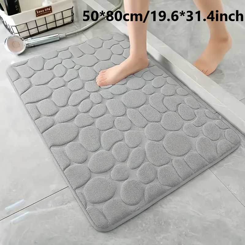 TEMU 1pc Anti Slip Pebble Pattern Soft Absorbent Foot Pads For Bathroom, Bedroom & Kitchen - Absorbs Water And Reduces Slipping, Wet Area Protection,