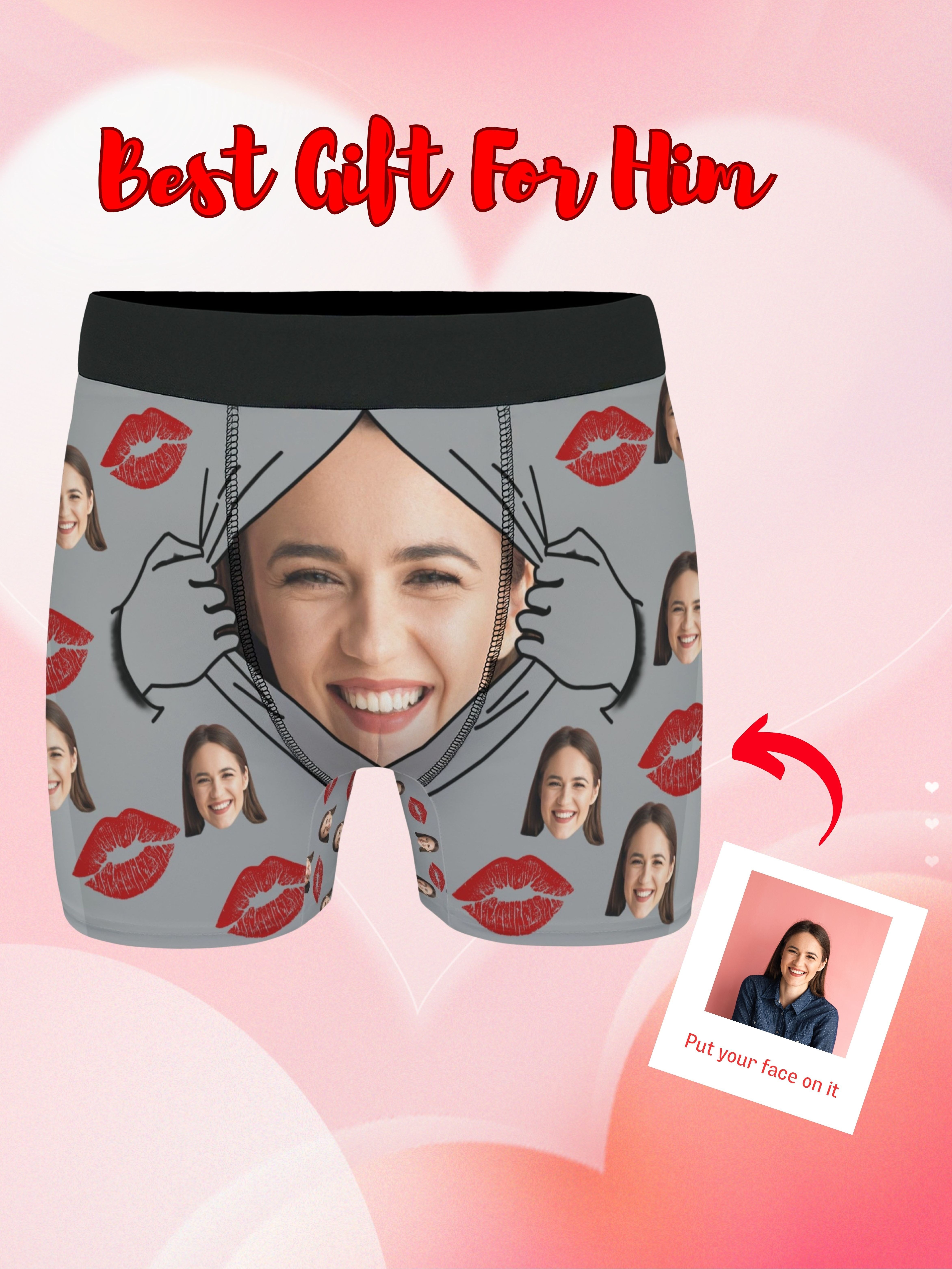 Personalized Boxer Briefs For Men, Custom Face Lip Pattern Boxer Briefs  Gifts For Boyfriend, Valentines Gift For Husband, Funny Personalized  Underwear