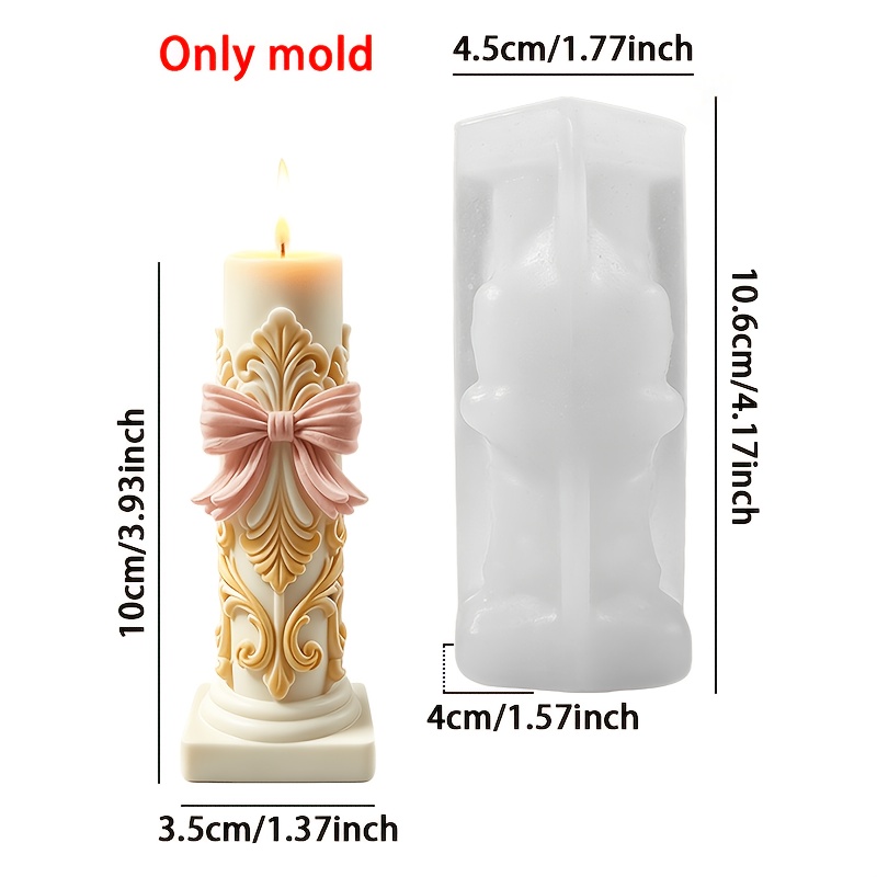 TEMU French Baroque Resin Silicone Mold Suitable For Candle Making - 3d Bow & Pillar Wax Molds, Embossed Diy Craft For Candles, Decor With Baroque