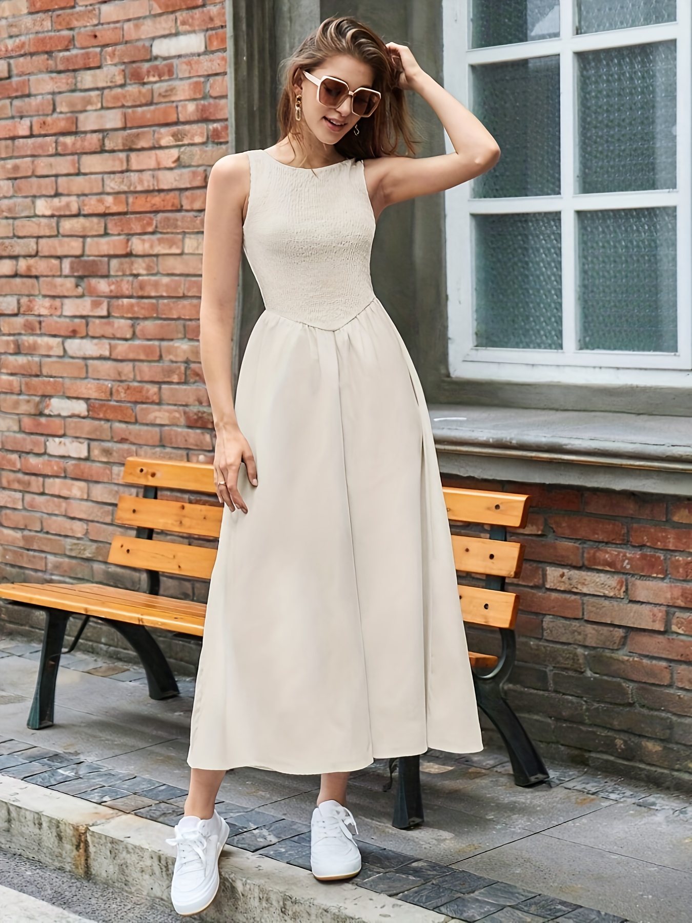 summer dress linen Esperanza White Halter Linen Maxi Dress - XL Size - Women's Dresses