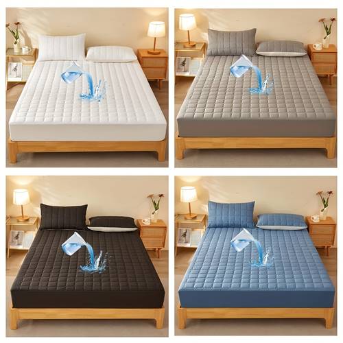 1 minimalist modern solid color quilted fitted sheet soft against the skin suitable for breathable wrinkle resistant and quiet machine washable ideal for bedrooms apartments schools and other settings